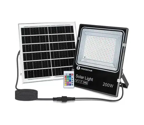 LED osvetlenie  B.V.  - LED RGB Stmievateľný solárny reflektor LED/200W/3,2V IP66 + DO B1020133H