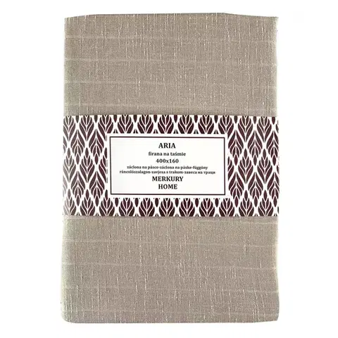 Záclony do obývačky Záclona na páske  ARIA polyester béžová 400x160 Merkury Home
