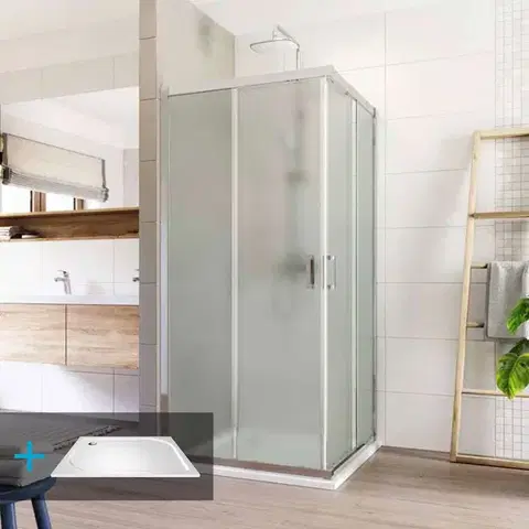 Vane Mereo Sprchovací kút, LIMA, štvorec, 90 cm, chróm ALU, sklo Point, vanička liaty mramor CK608A22KM