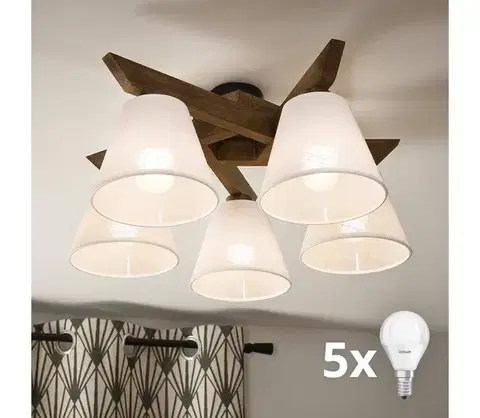Svietidlá BRILAGI - LED  Prisadený luster ANTHONY 5xE14/40W/230V dub orech/biela 8590828610786
