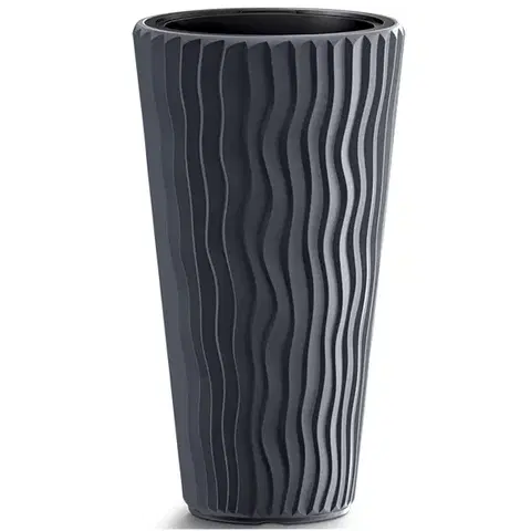 Kvetináče a truhlíky NABBI DPSP400 vysoký plastový kvetináč 39 cm antracit