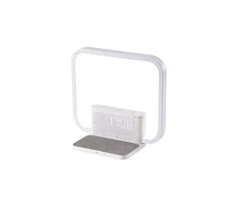 Lampy  08994L - LED Stmievateľná stolná lampa s budíkom a nabíjaním 18W/230V biela 08994L