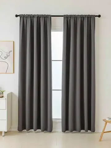 Závesy MKLozkoviny.sk Blackout závesy Elias sivá – 140 × 180 cm (2 ks) - riasiaca stuha