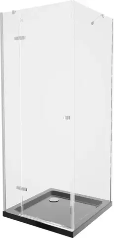 Vane MEXEN/S - Roma sprchovací kút 80x80, transparent, chróm + čierna vanička so sifónom 854-080-080-01-00-4070