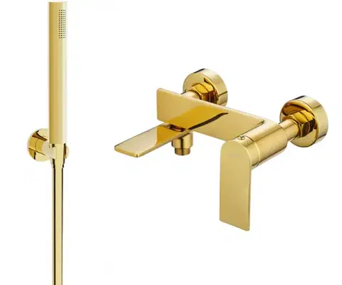 Kúpeľňové batérie MEXEN/S - Zero SET vaňová batéria s príslušenstvom R70, zlatá 7113R70-50
