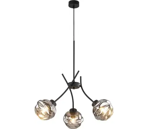 Svietidlá  Závesný luster na lanku ZULIA 3xE27/15W/230V čierna/dymová čierna 5748