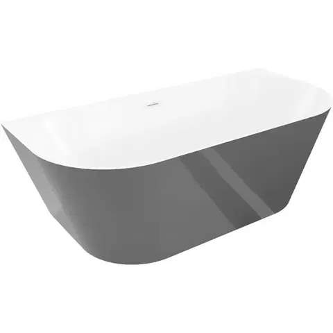Vane MEXEN/S - Oval Slim voľne stojaca vaňa nástenná 170 x 80, biela/sivá, sifón a prepad biela 52661708062-20