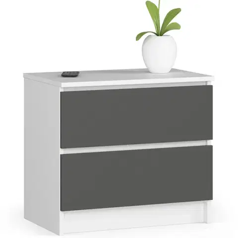 Nočné stolíky Dizajnový nočný stolík KARIN60, biely / grafit