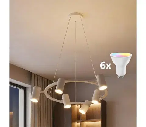 Svietidlá BRILAGI - LED RGBW stmievateľný luster na lanku SELE 6xGU10/6,5W/230V biela BG5279+AI2323