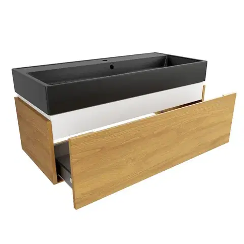 Kúpeľňový nábytok Kúpeľňová skrinka s umývadlom SAT Feel 100x30x46 cm medový dub mat SATFEEL100DMU3 SATFEEL100DMU3