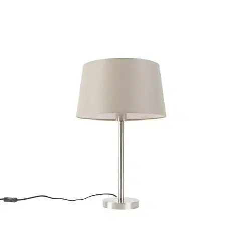 Stolné lampy Moderná stolná lampa oceľ s tienidlom taupe 35 cm - Simplo