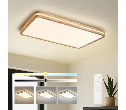 Svietidlá BRILAGI - LED stmievateľné svietidlo MOLINA SQUARE LED/128W/230V dub 90x60 cm + diaľkové ovládanie BRI893