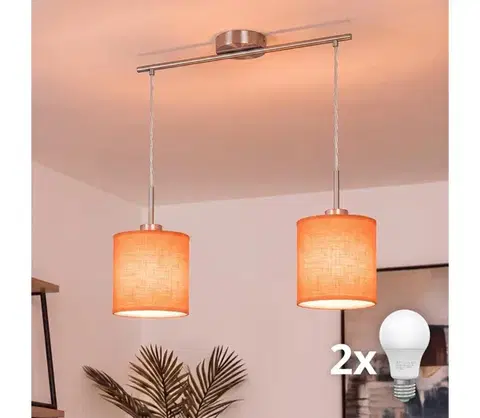 Svietidlá BRILAGI - LED luster na lanku NUBILA 2xE27/60W/230V oranžový EG32519+2xBG2453