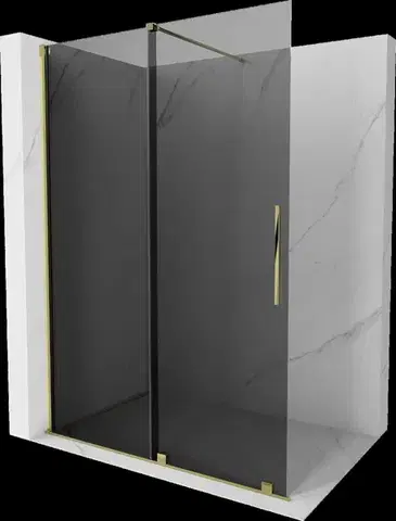 Sprchové dvere MEXEN/S - Velar Sprchová zástena posuvná Walk-in 160 x 200, grafit 8 mm, zlato 871-160-000-43-50