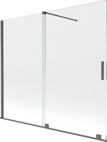 Sprchové dvere MEXEN/S - Velar Dvojkrídlová posuvná vaňová zástena 180 x 160, transparent, šedá kartáčovaná 896-180-000-01-66