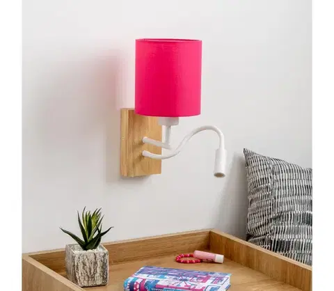 Svietidlá BRILAGI - LED Nástenná lampa NUBILA WOOD 1xE27/25W/230V + LED/3W dub/ružová BG1565+BG1577