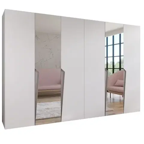 Šatníkové skrine Skriňa Piano 2-300 (2x150) biela/kašmír