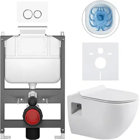 Záchody CERANO - Kompletný WC set Basic/Dure - biela lesklá - WC tlačidlo Dualo/Biela - ovládanie zhora - predstenová inštalácia - 51x35 CER-8050BD85880