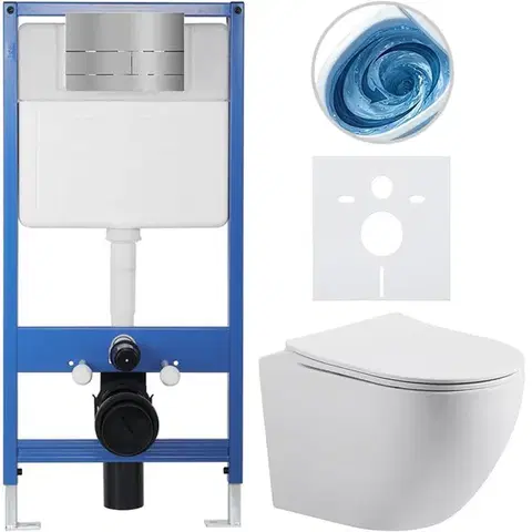 Záchody CERANO - Kompletný WC set Profi/Cesso - biela matná - WC tlačidlo Line/Nerez - predstenová inštalácia - 49x36 CER-8050BD84371
