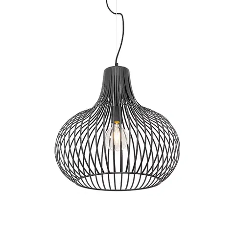 Závesné svietidlá Moderné závesné svietidlo čierne 48 cm - Saffira