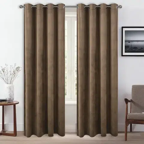 Závesy do spálne Záves na priechodkách AMELIA YC13018/230G/M2/5/140X250 hnedý
