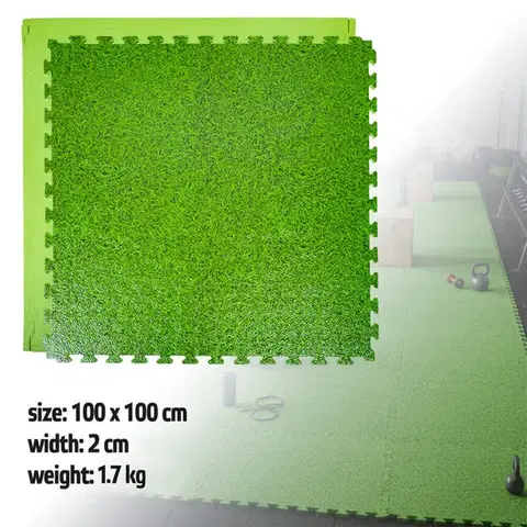 Podložky na cvičenie Puzzle tatami podložka inSPORTline Zemalpro 100x100x2 cm motív trávníka