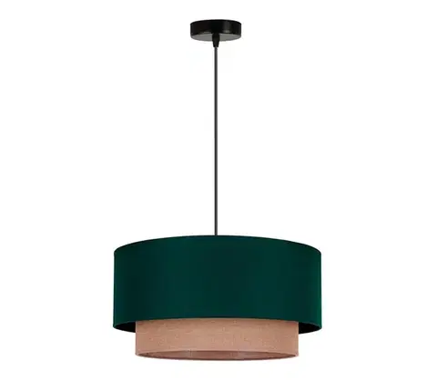 Svietidlá  - Luster na lanku BOHO 1xE27/15W/230V pr. 45 cm zelená/hnedá 89804