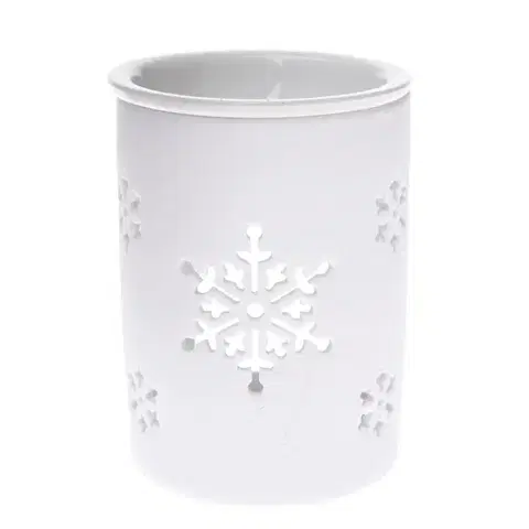 Svietniky Keramická arómalampa Snowlet biela, 8,5 x 11,5 cm