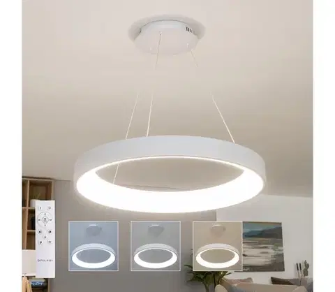 Svietidlá BRILAGI - LED stmievateľný luster na lanku FALCON II LED/99W/230V priemer 60 cm biela + diaľkové ovládanie BRDC2668-600/BI