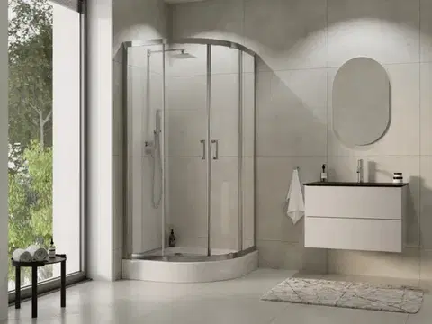 Sprchovacie kúty BESCO - Štvrťkruhový sprchovací kút MODERN CHROM 190 - Farba rámu - Chróm / Leštený hliník (ALU), Rozmer A - 90, Rozmer B - 90, Rozmer C - 190, Smer zatvárania - Univerzálne Ľavé / Pravé, Výplň - Fume bezpečnostné sklo - 6 mm (BO290CT