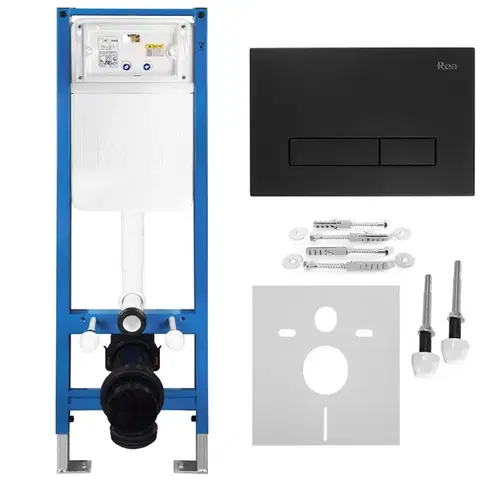 Záchody REA - Podomietkový Inštalačný Set Slim 024N pre WC s Tlačidlom HD Black KPL-E1633