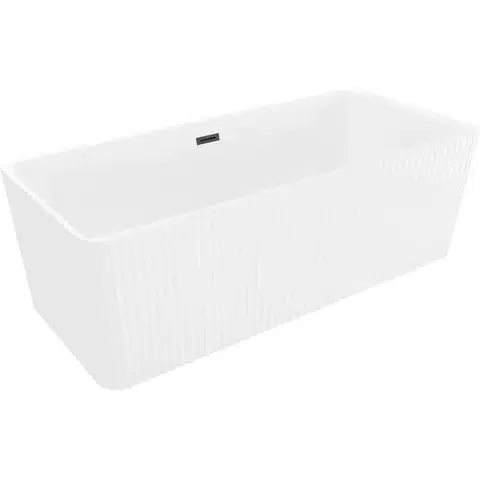 Vane MEXEN/S - Nila voľne stojaca vaňa reliéf 170 x 75, biela, sifón a prepad čierna 52841708000-70