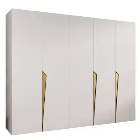Šatníkové skrine Skriňa Piano 1-250 biela/zlatá