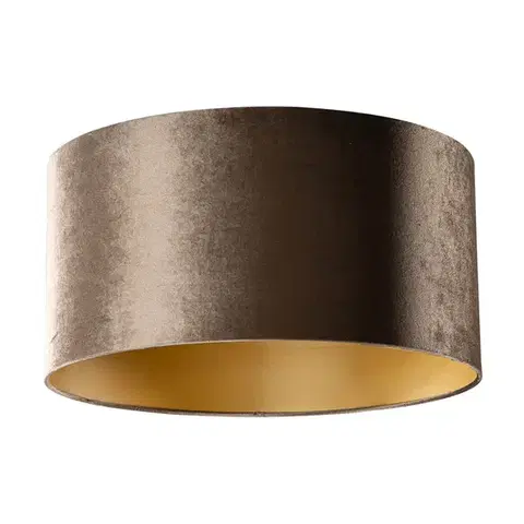Tienidlo na lampu Zamatový tienidlo hnedé so zlatým vnútorným 50/50/25