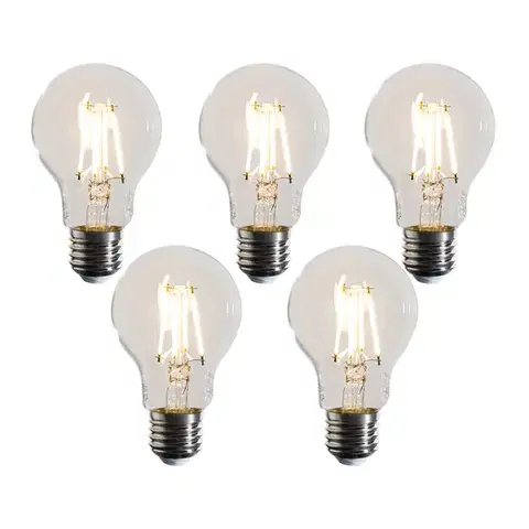 LED osvetlenie Sada 5 stmievateľných LED žiaroviek E27 A60 číra 4,5W 500 lm 2700K