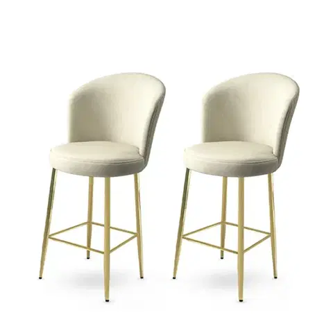 Barové stoličky Bar Stool Set (2 Pieces) Fora - Cream, Gold