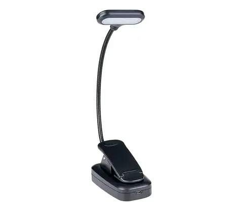 Lampy Grundig - Nabíjacia LED stolná lampa s klipom, 5 V, 400 mAh, čierna 8711252331164