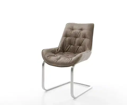 Jedálenské stoličky DELIFE Jedálenská stolička Taimi-Flex mikrovlákno taupe vintage jedálenská stolička plochý nerezová oceľ