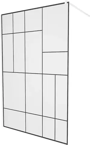 Sprchové dvere MEXEN/S - KIOTO Sprchová zástena WALK-IN 70 x 200, transparent/čierny vzor 8 mm, biela 800-070-101-20-78