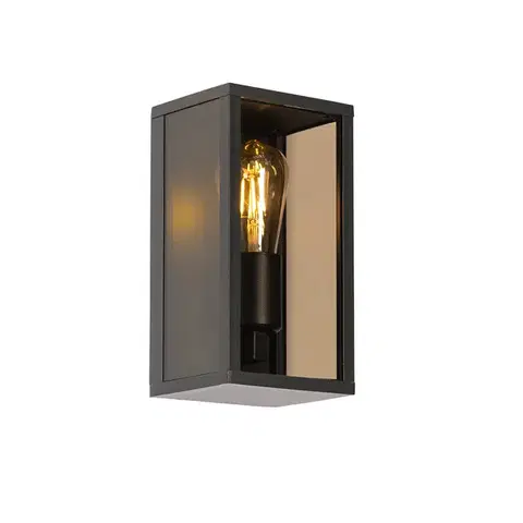 Vonkajšie nástenné svietidlá Vonkajšia nástenná lampa čierna s dymovým sklom 26 cm IP44 - Charlois