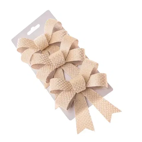 Vianočné dekorácie Set vianočných mašlí 10 x 13 cm, krémová, 3 ks