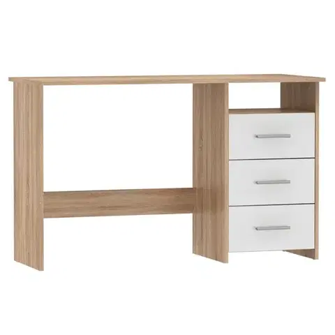 Písacie a pracovné stoly KONDELA Laristote New L/P univerzálny pc stolík dub sonoma / biela