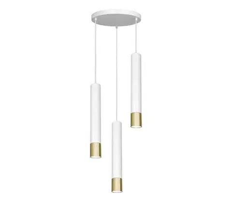 Svietidlá  Luster na lanku NEST 3xGU10/8W/230V biela/zlatá okrúhly 1564