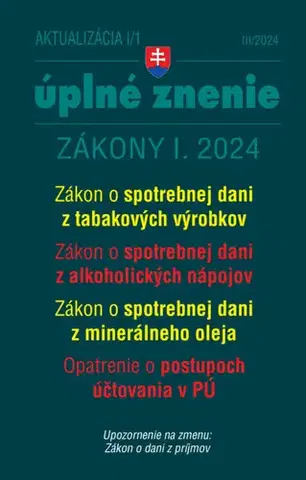 Dane, účtovníctvo Aktualizácia I/1 / 2024 - daňové a účtovné zákony