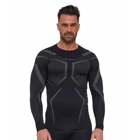 Dámske spodky Pánske funkčné tričko Brubeck Dry s dlhým rukávom LS1743M Black/Graphite - XXL
