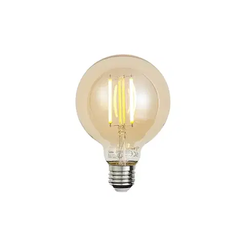 LED osvetlenie Inteligentná stmievateľná LED žiarovka E27 G95 zlatá 7W 806 lm 1800-6500K