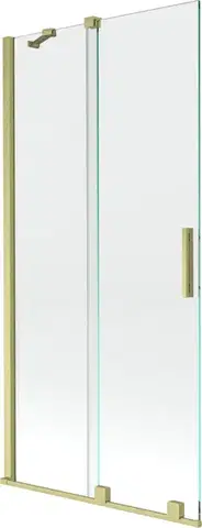 Sprchové dvere MEXEN/S - Velar Dvojkrídlová posuvná vaňová zástena 95 x 150, transparent, zlatá kartáčovaná 896-095-000-01-55
