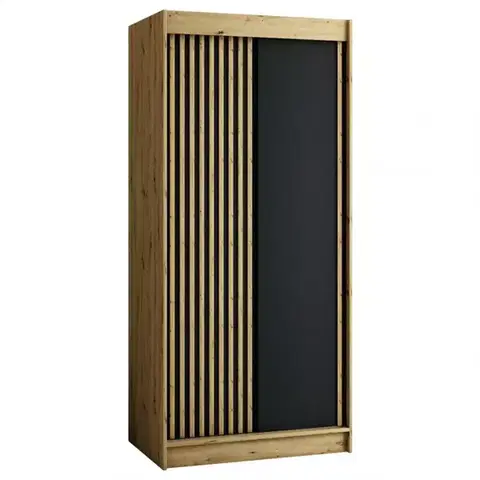 Šatníkové skrine Skriňa Lamelo 100 Dub Artisan/čierna