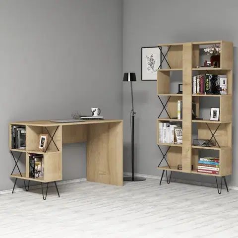 Písacie stoly Písací stôl s knižnicou Extra - Oak