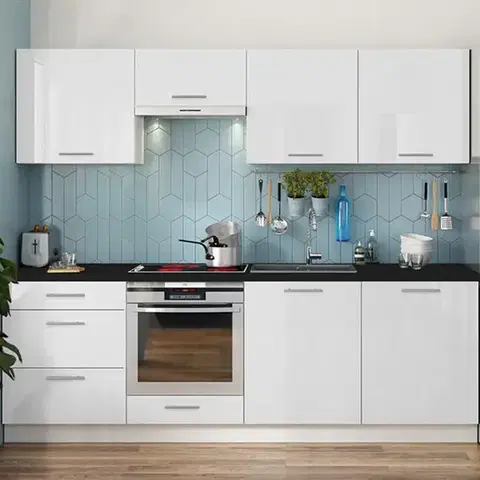 Modulový kuchynský nábytok Kuchynská linka Emilia 240 biela/biela lesk HG